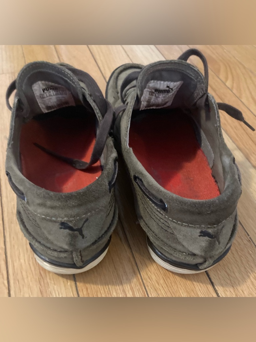 Puma - Volvo Ocean Race: Olive Suede Sneakers with Red Insoles